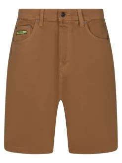 Short 5 poches worker baggy denim short rch en coton camel uni à coupe droite
