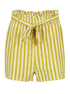 Short à rayures pour femme jaune coupe droite MINA
