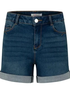 Short à revers 5 poches bleu stone effet délavé avec une coupe droite