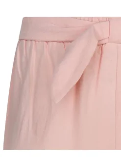 Short rose uni en coton coupe droite taille élastiquée