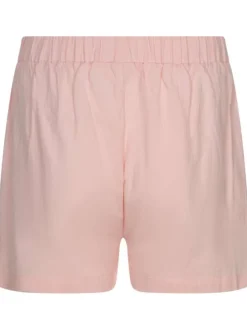 Short rose uni en coton coupe droite taille élastiquée