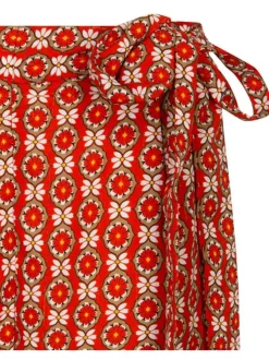 Short rouge avec imprimé rétro all-over coupe trapèze