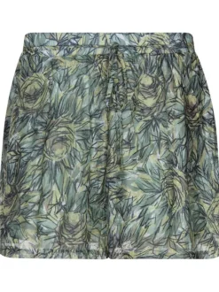 Short vert d'eau avec imprimé abstrait all-over coupe droite