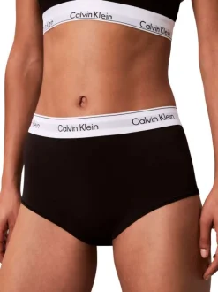 Shorty en coton mélangé noir uni avec une large bande blanche élastiquée