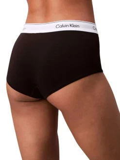 Shorty en coton mélangé noir uni avec une large bande blanche élastiquée