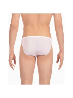 Slip blanc uni avec surpiqûres ton sur ton et taille élastiquée blanche