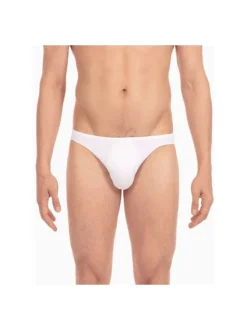 Slip blanc uni avec surpiqûres ton sur ton et taille élastiquée blanche