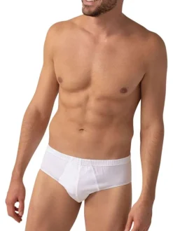 Slip blanc uni en coton d'Egypte avec une taille haute et élastiquée