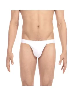 Slip blanc uni style tanga avec taille élastiquée blanche