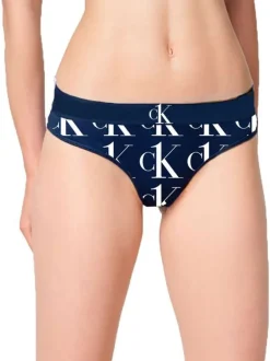 Slip bleu pour femme avec logo