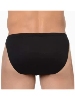 Slip classique Premium noir en coton avec logo cousu à l'avant de la taille élastiquée