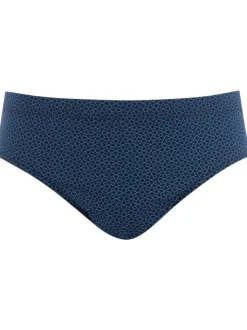 Slip coupe fermée en coton stretch marine à imprimé géométrique ciel all-over