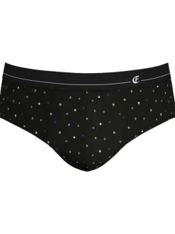 Slip coupe fermée en modal stretch noir à imprimé boules de billard all-over
