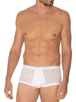 Slip en coton blanc de taille haute avec maille aérée et ceinture élastiquée