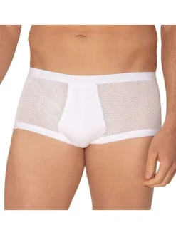 Slip en coton blanc de taille haute avec maille aérée et ceinture élastiquée