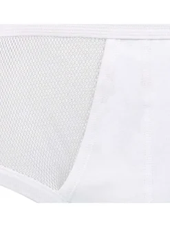 Slip en coton blanc de taille haute avec maille aérée et ceinture élastiquée