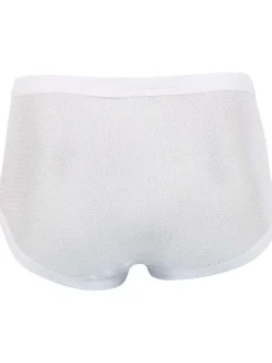 Slip en coton blanc de taille haute avec maille aérée et ceinture élastiquée