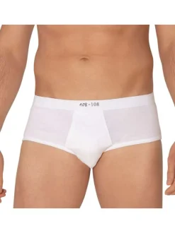 Slip en coton blanc uni avec une coupe ouvert