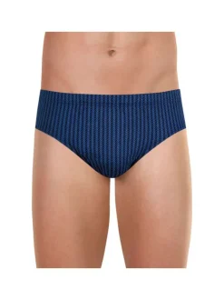 Slip en coton bleu marine à motifs chevrons et une coupe fermée