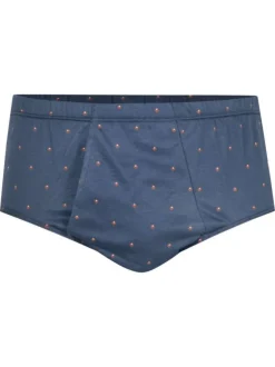 Slip en coton bleu marine à petits motifs avec une ceinture élastiquée
