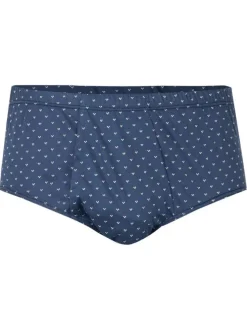 Slip en coton bleu marine à taille haute avec des minis motifs imprimés