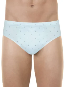 Slip en coton ciel pourvu de motifs imprimés et d'une taille élastiquée