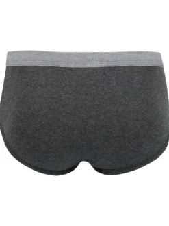 Slip en coton gris anthracite à taille haute élastiquée avec une coupe ouverte