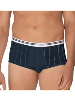 Slip en coton marine rayé avec une coupe ouvert