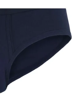 Slip en coton marine uni avec une coupe fermée et une taille élastiquée