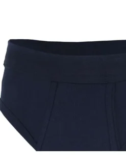 Slip en coton marine uni avec une coupe fermée et une taille élastiquée