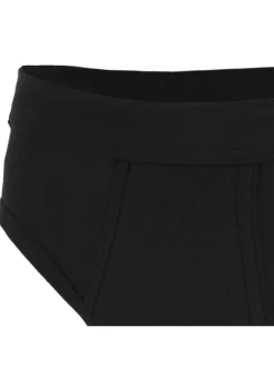 Slip en coton noir uni avec une coupe fermée et une taille élastiquée
