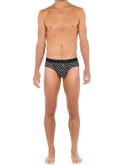 Slip Fortaleza noir à imprimé trèfles et pois avec logo brodé sur la taille élastiquée