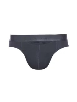 Slip Ho1 noir avec logo brodé effet métallisé autour de la taille coupe ouverte