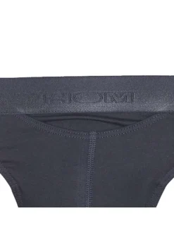 Slip Ho1 noir avec logo brodé effet métallisé autour de la taille coupe ouverte