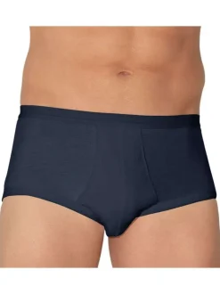 Slip marine en pur coton premium avec taille haute élastiquée et coupe ouverte