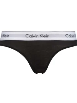 Slip noir en coton avec taille élastiquée blanche avec nom de la marque