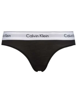 Slip noir en coton avec taille élastiquée blanche avec nom de la marque