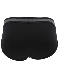 Slip noir en coton mélangé uni