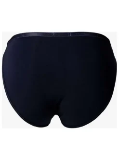 Slip noir uni avec taille élastiquée et surpiqûres ton sur ton