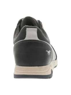 Sneakers anthracite et bleues avec logo de la marque et lacets plats