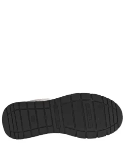 Sneakers beiges en maille avec des détails noirs et à lacets ronds