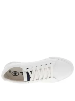 Sneakers blanches avec le nom de la marque imprimé et à lacets plats
