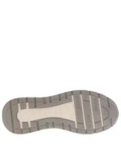 Sneakers blanches et grises fermées par un zip et à lacets plats