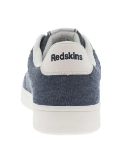 Sneakers bleues aspect denim à semelle plate blanche et à lacets plats