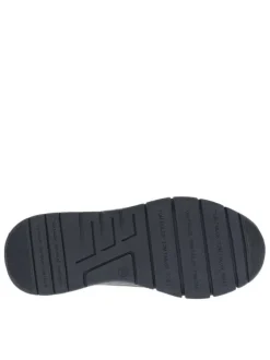 Sneakers bleues marine à empiècements en filet et à lacets plats avec un zip