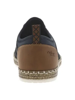 Sneakers bleues marine et marrons en filet ajourées à fermeture slip-on