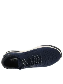 Sneakers bleu marineà semelle plate avec une fermeture à lacets ronds