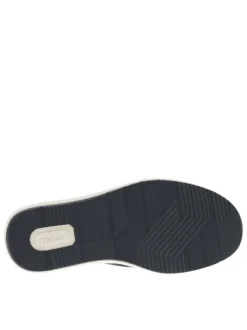 Sneakers bleu marine à talon plat avec des lacets et un zip latéral