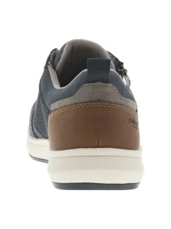 Sneakers bleu marine à talon plat avec des lacets et un zip latéral