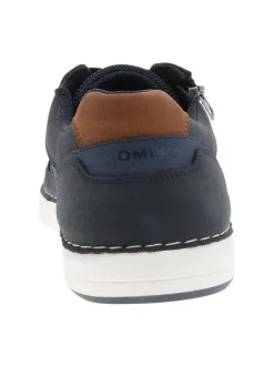 Sneakers bleu marine à talon plat avec des lacets et un zip latéral